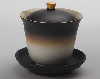 Poterie noire orientale Gaiwan et Teacup | Service à thé | Kung Fu Thé | Chinois coréen Japonais Thé | Culture du thé | Teaware