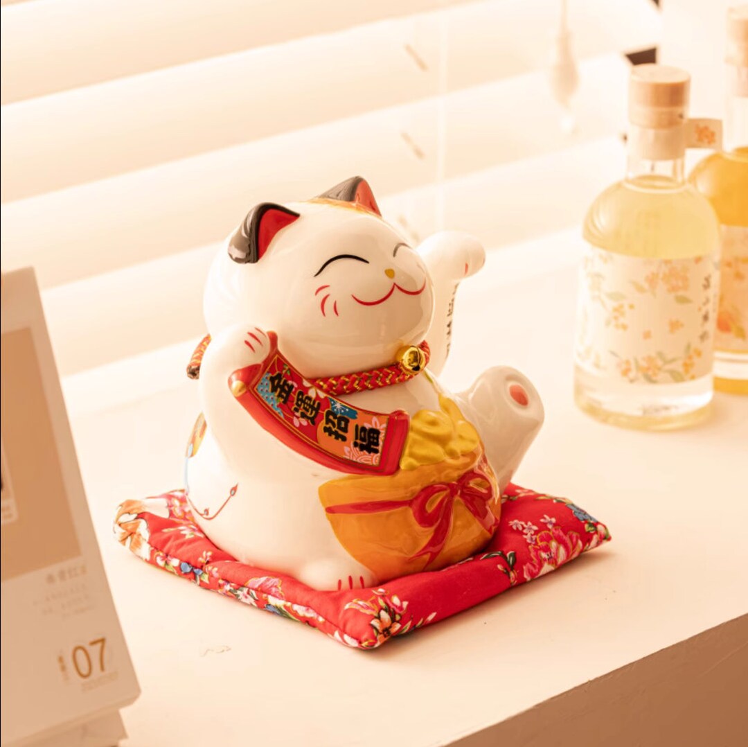 6 Inches Ceramic Waving Arm Fortune Cat House Warming Gift New Shop