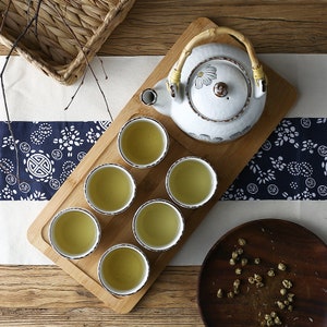 Large Handmade Oriental Ceramic Flower Design Tea Set Teapot Tea Cups House Warming Gifts Kungfu Tea Tea Art image 2