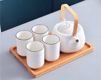 Japanese Design Tea Set | Minimalist Teapot Tea Cups | House Warming Gifts | Tea Art