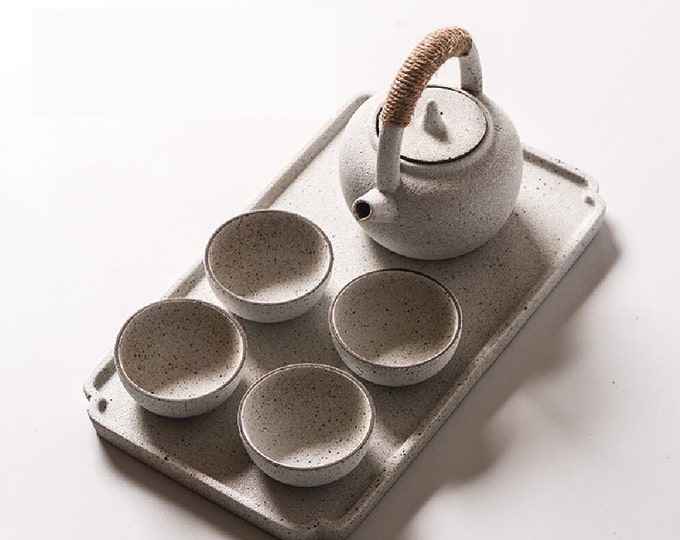 Oriental Japanese Minimalist Ceramic Tea Set | Teapot Tea Cups | House Warming Gifts | Kungfu Tea | Tea Art and Culture