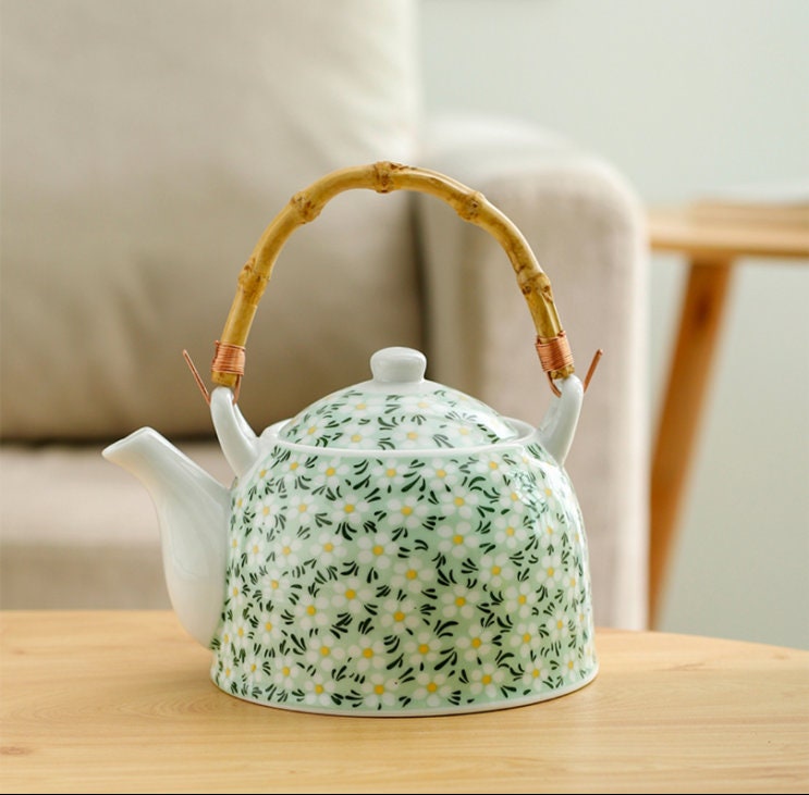 Japanese Flower Print Ceramic Tea Set with multicolors Etsy