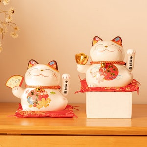 5 inches Ceramic Waving Arm Fortune Cat | House Warming Gift | New Shop Opening Gift | Home Decoration | Blessing and Good Luck