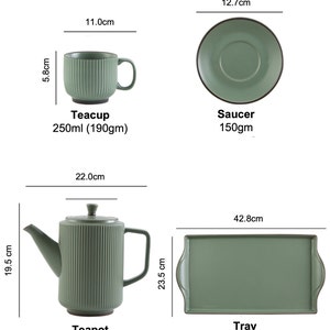Vintage Stripe Ceramic Tea Set Teapot Tea Cups House Warming Gifts Kungfu Tea Tea Art and Culture Biege Green Gray image 8