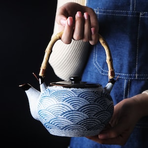 Orientalisches japanisches Blue Wave Tee-Set Teekanne Teetassen Einweihungsgeschenke Kungfu-Tee Teekunst Bild 5