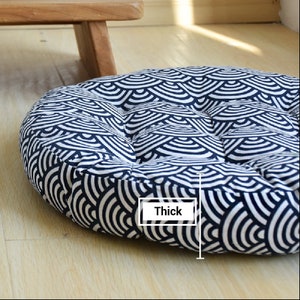 Japanese Blue Wave Cushion Seat Floor Pillow Japanese Futon Oriental Decoration Thick Tatami Seat Natural Plant Dye Color zdjęcie 5