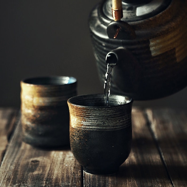 Service à thé oriental japonais en céramique Théière Cadeaux pour pendaison de crémaillère Thé Kungfu Art du thé image 7
