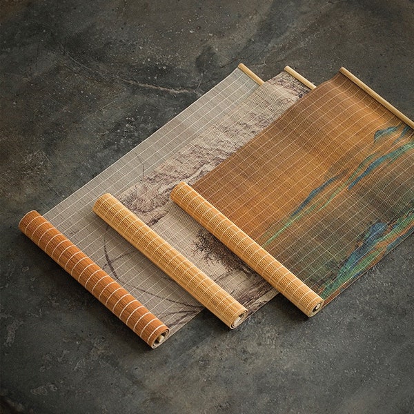 Tapis de table et napperon en bambou | Décoration orientale pour la maison et le bureau | Art du thé | Culture du thé | Thé japonais chinois