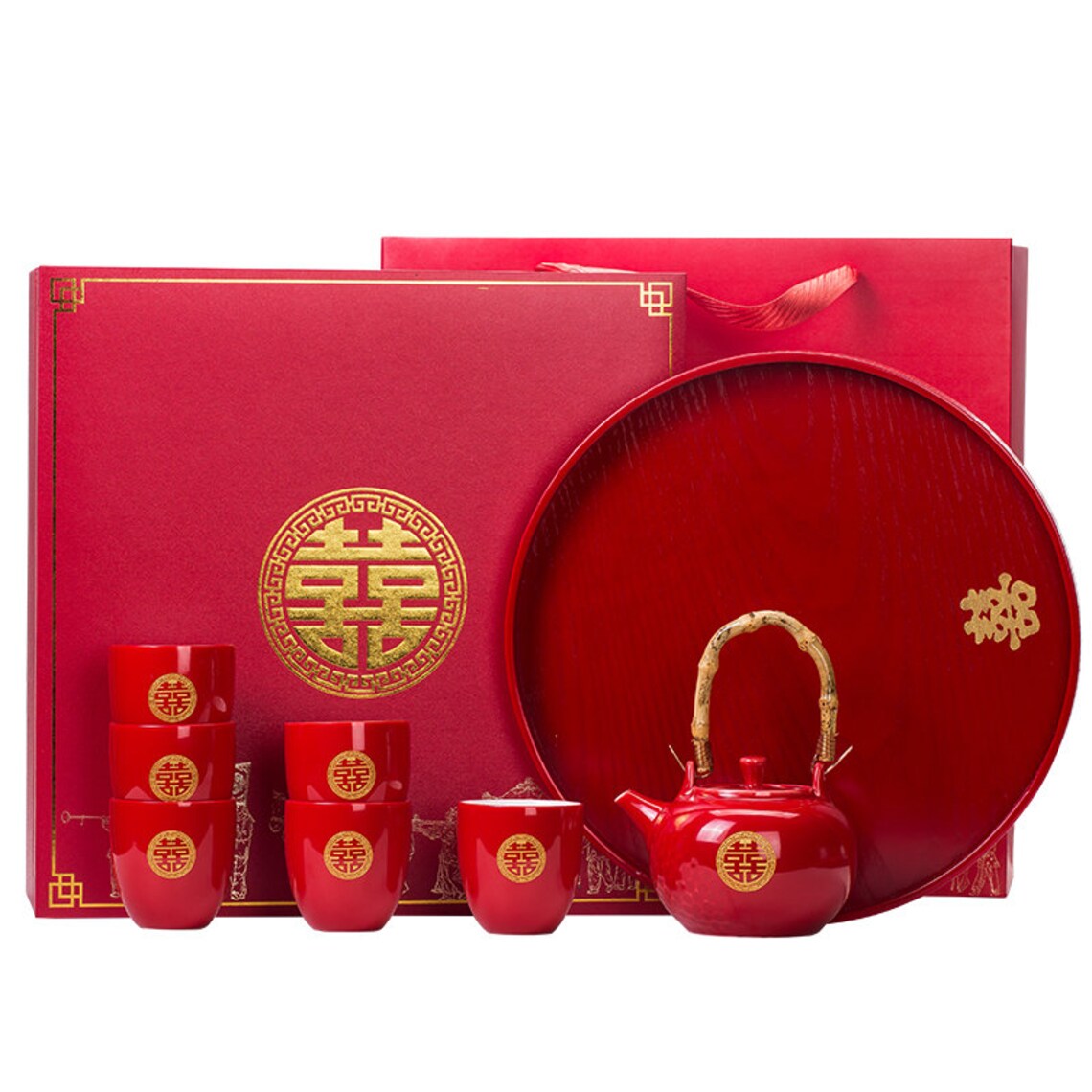 Handmade Oriental Wedding Ceramic Tea Set Red Teapot Tea Etsy