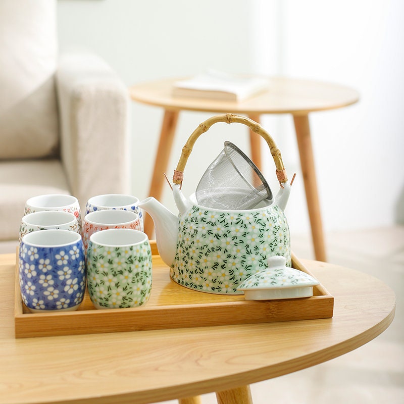 Handmade Pinching Flower Kung Fu Tea Set Household Light Luxury Small Teapot  Japanese Simple Rose Pot Ceramic Tea Cup