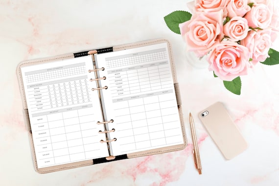 Classic HP Printable Weekly Fitness Log Insert with Meal and Macro Tracking