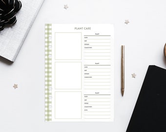 A5 Plant Care Insert for Planner - Printable