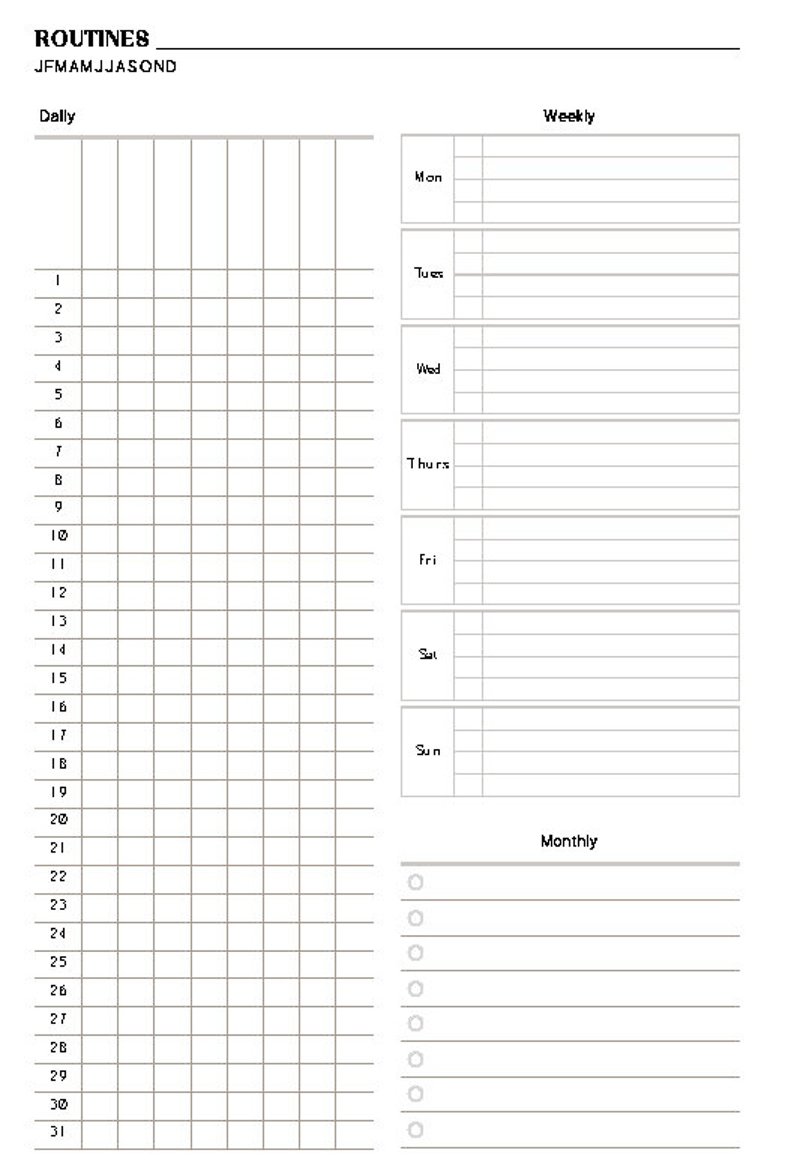 A5 Daily-weekly-monthly Routine Tracker Printable - Etsy