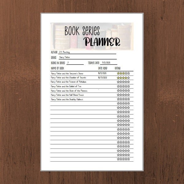 Half Letter Book Series Tracker *Printable*