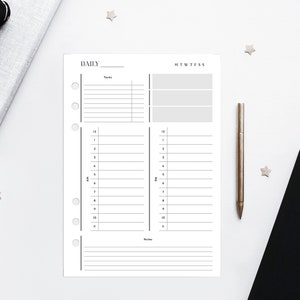Printable A5 Undated Daily Insert with Schedule, Tasks, Priorities, and Notes