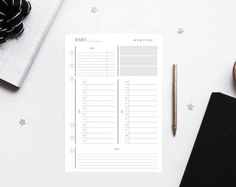 Printable Personal Wide Undated Daily Insert with Schedule, Tasks, Priorities, and Notes