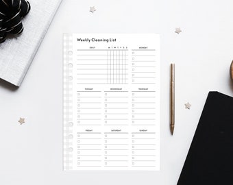 Printable Half Letter Daily/Weekly Cleaning Checklist and Tracker Insert