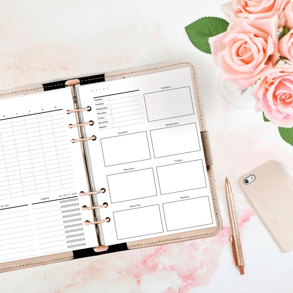 Personal Wide Printable Undated WO2P with Schedule, Tracker, and To-Do