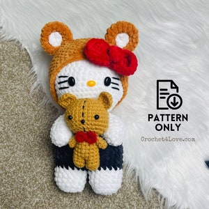 PDF Pattern - Crochet stuffed doll amigurumi - Kitten Teddy Bear