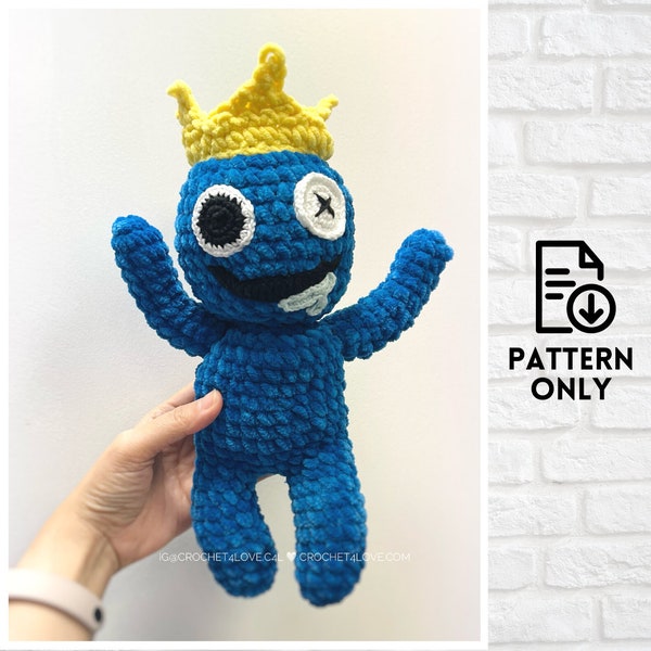 PDF Pattern - Crochet stuffed dolls toys - Blue - Roblox Rainbow Friends