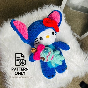 PDF Pattern - Crochet stuffed doll amigurumi - Kitten in Blue