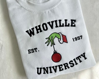 Whoville University Embroidered Christmas Sweatshirt