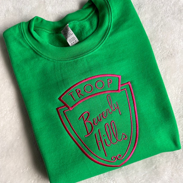 Beverly Hills bordado verde rosa vintage acogedor damas sudadera lindo diseñador estilo algodón camisa