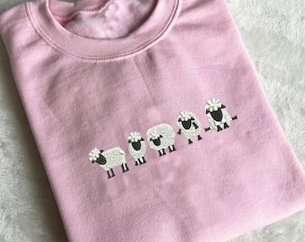 Cute Little Embroidered Sheep Sweatshirt | Sheep Farm Tee Shirt Gift