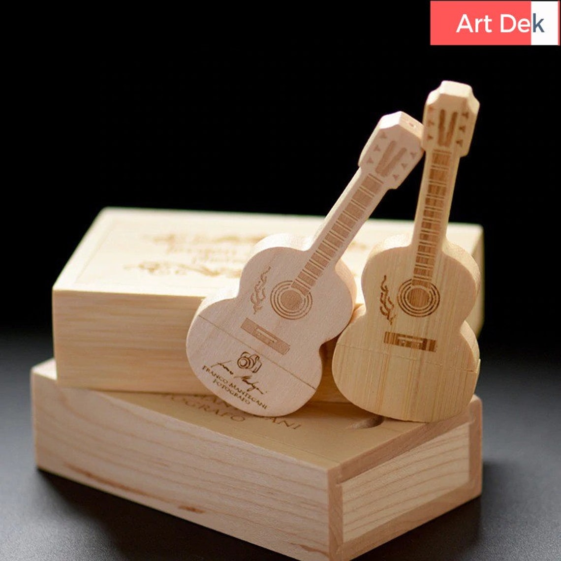 Customise LOGO Engrave Wooden Guitar Box pen drive guitars