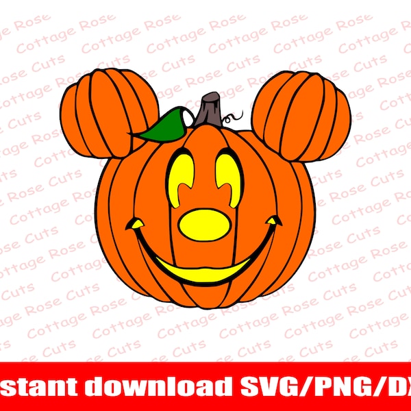Mickey Mouse Halloween Pumpkin Head SVG, Instant download for Cricut and Silhouette, digital cut file, Dxf, Png, Svg