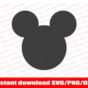 Topolino testa SVG, Download istantaneo per Cricut e Silhouette, file taglio digitale, Dxf, Png, Svg