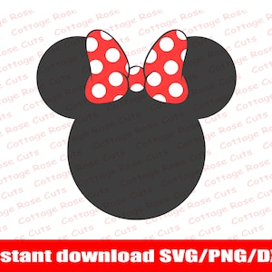 Minnie Mouse head SVG, Download istantaneo per Cricut e Silhouette, file di taglio digitale, Dxf, Png, Svg