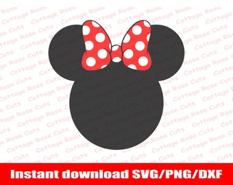 Minnie Mouse head SVG, Instant download for Cricut and Silhouette, digital cut file, Dxf, Png, Svg