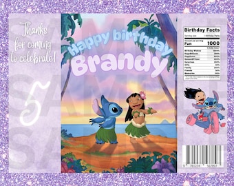 LILO and STITCH favor chip bags - lilo filled and unfilled chip bags -PRINTABLE chip bag party chip bags-lilo party favors-