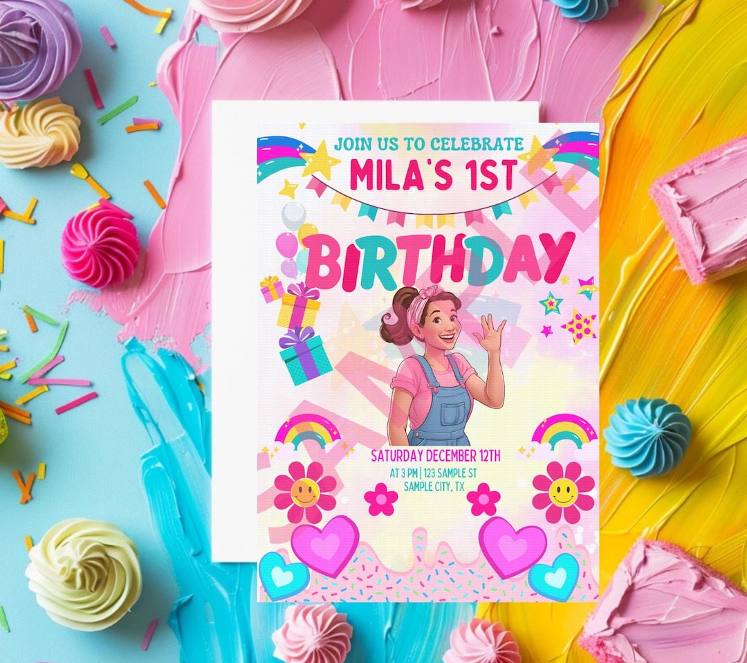 Ms. Rachel Birthday Invitation,colorful Miss Rachel Digital Invitation ...