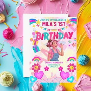 Ms. Rachel Birthday Invitation,Colorful miss Rachel Digital Invitation, colorful girl birthday invitation , Rachel Digital Invite,