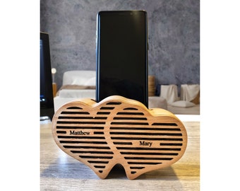 Passive Amplifier for Valentine's Day, Love Cellphones, Personalized Wood Passive Speaker, Christmas Gift for Her Him Office Nightstand Desk