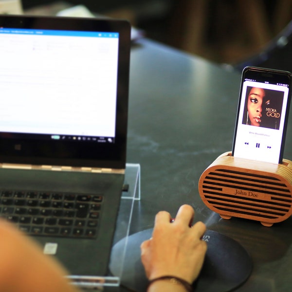 Amplificateur passif pour téléphones portables, haut-parleur passif en bois personnalisé, cadeau de Noël pour son bureau table de chevet