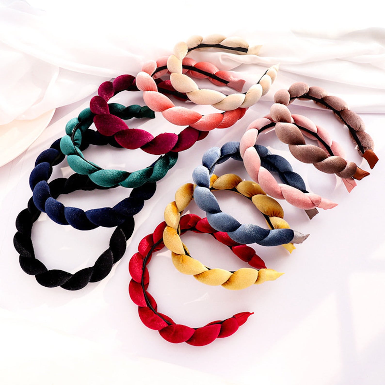 Velvet Solid Color Braided Headband for WomenTurban Etsy