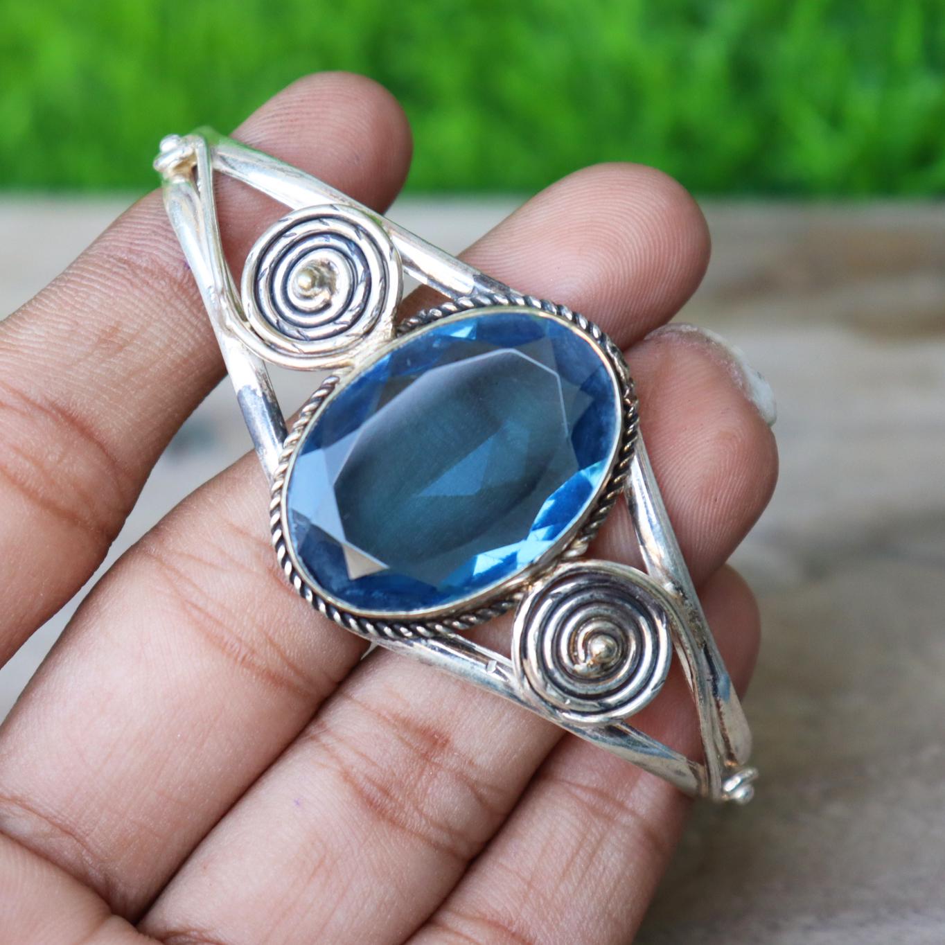 ブルートパーズ✨バングル ブルートパーズ シルバーバングル ブレスレット | Le Papillon Jewelry