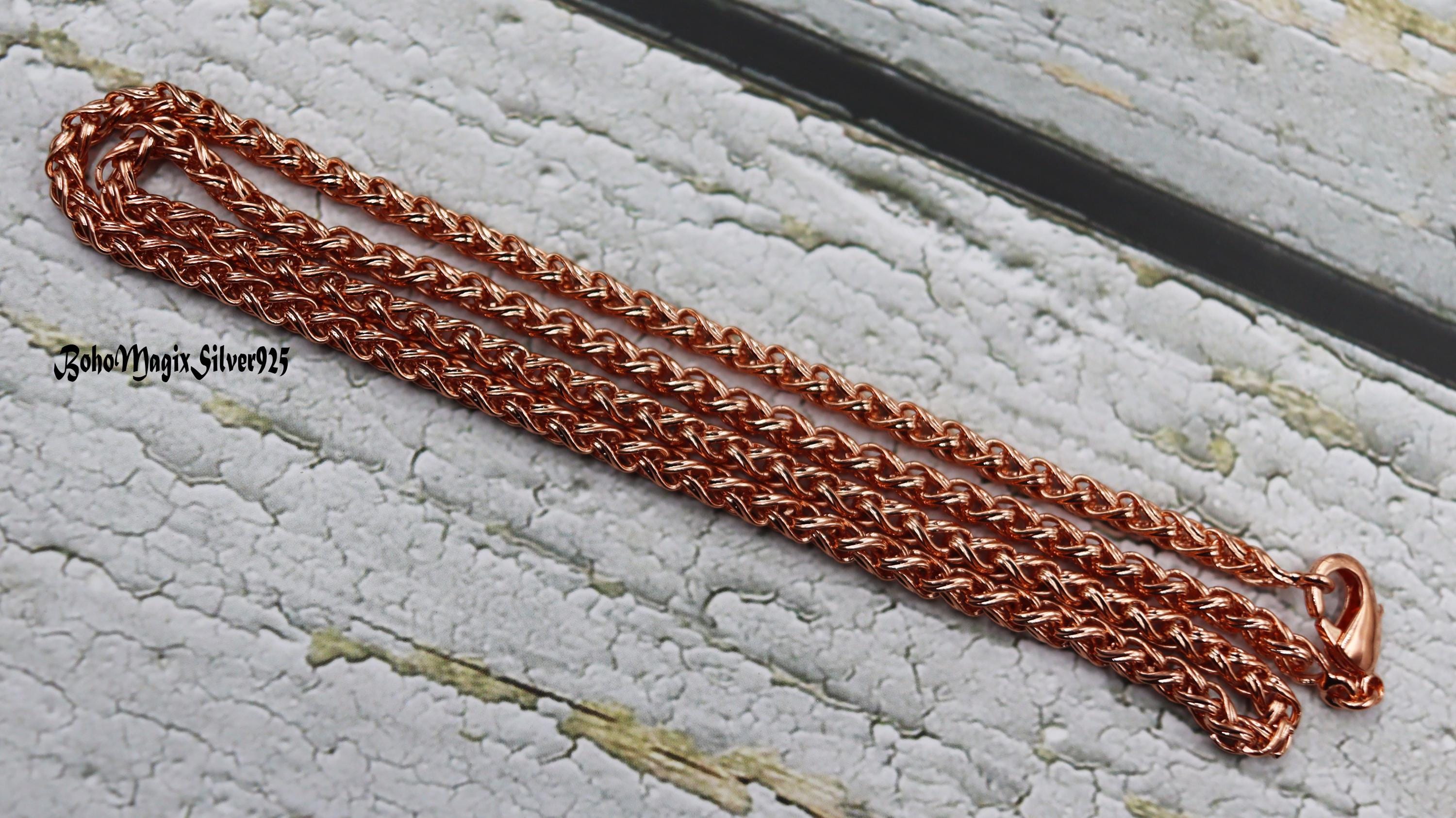 Collana con catena in rame ossidato al 100%, catena a