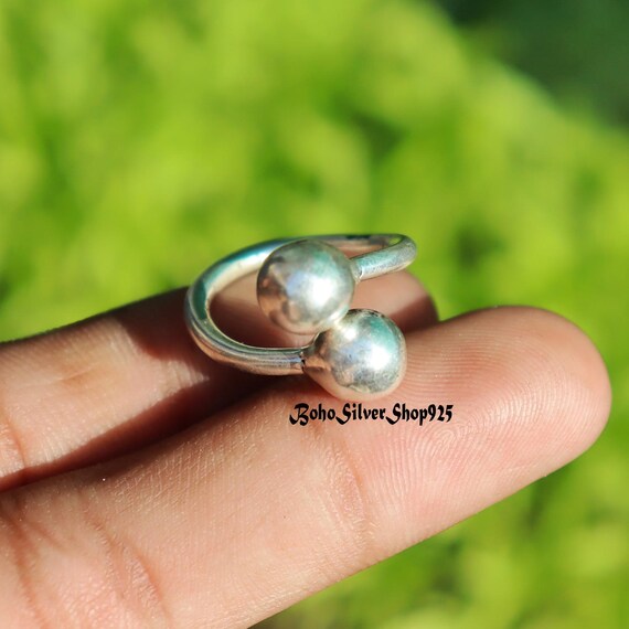 ★TOU★ [silver925] TB023 twin ball open ring Double Ball Ring, Two Balls Ring, Ball Ring, Adjustable Ring