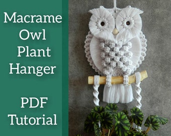 Easy macrame wall hanging pattern, Plant hanger tutorial, Hanging planter, Owl plant hanger DIY, Macrame wall tapestry, Do it yourself