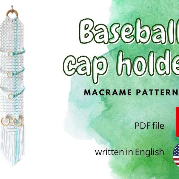 Support de casquette de baseball MACRAME PATTERN, tutoriel de porte-chapeau suspendu, instructions de suspension pour bandeau / écharpe