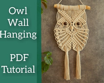 Macrame pattern, Owl tutorial, DIY Macrame bird instructions, Yarn wall hanging, Owl tapestry, Macrame wall art, Handmade gift