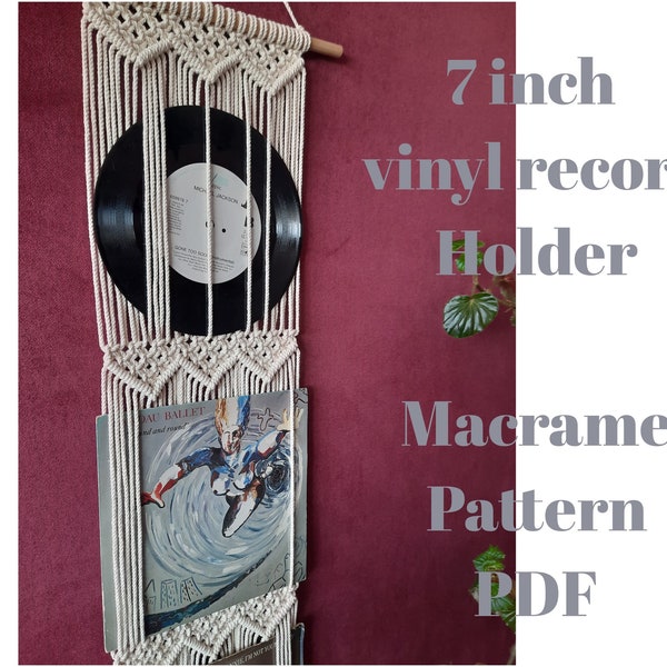 Macrame pattern PDF | Vinyl record storage | Record holder | Vinyl display | Macrame tutorial | Wall decor | Boho wall art | Handmade gifts