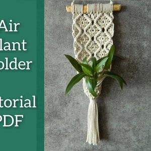 DIY air plant holder tutorial for beginners, Cute hanging planter indoor, Macrame wall hanging pattern, Succulent wall planter instructions