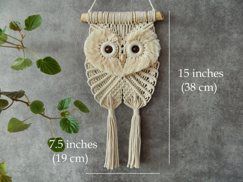 DIY set of 2 owl wall hanging patterns, Macrame owlet tutorial, Cute hand woven bird tapestry, Macrame instructions, Bohemian wall pattern image 6