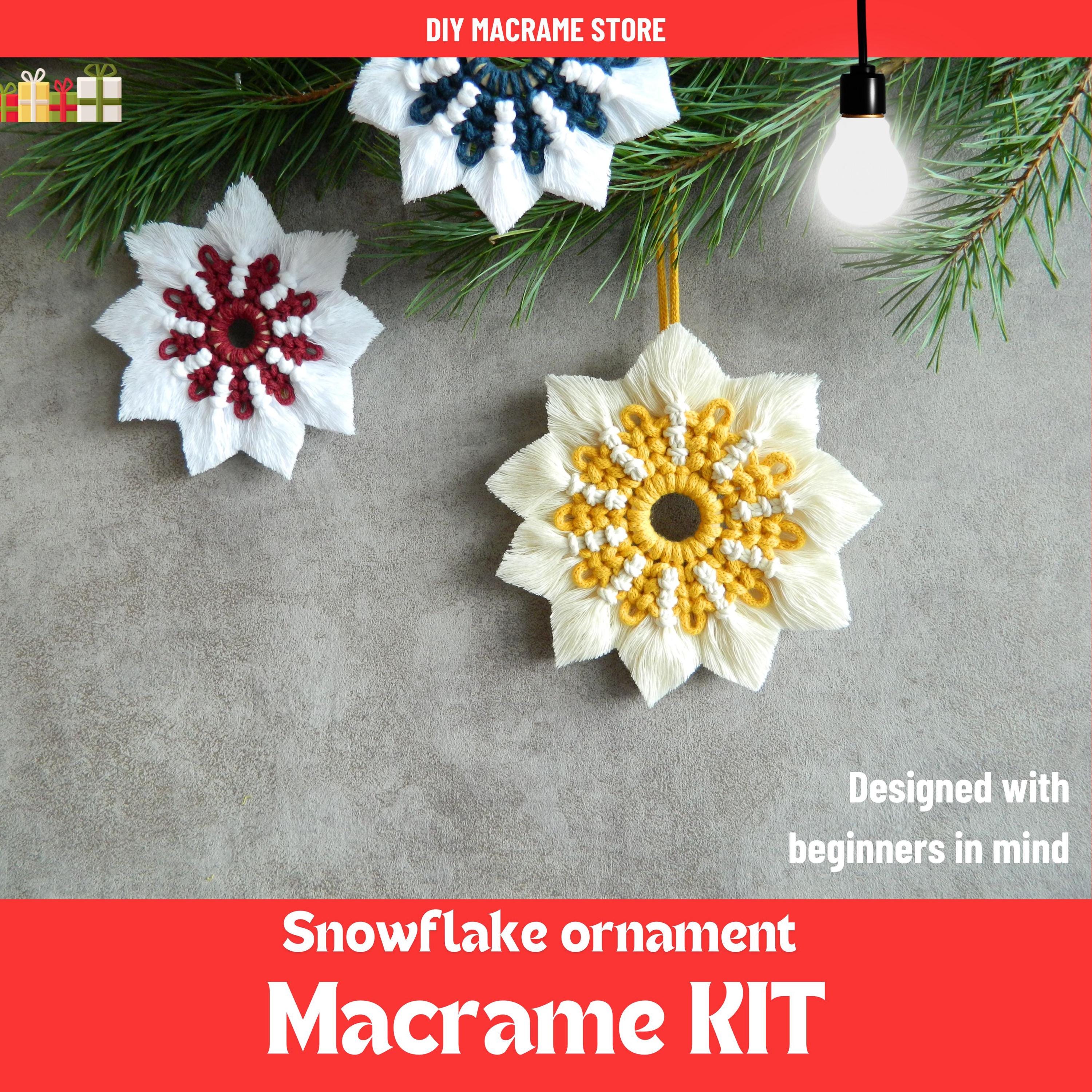 Kit Macramè Natale INFUNLY - 5 Decorazioni Fai Da Te Con Fiocco Di Neve, Per Principianti - Foto 3