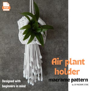 Air plant holder PATTERN | Macrame plant hanger tutorial PDF | Do it yourself flower tapestry